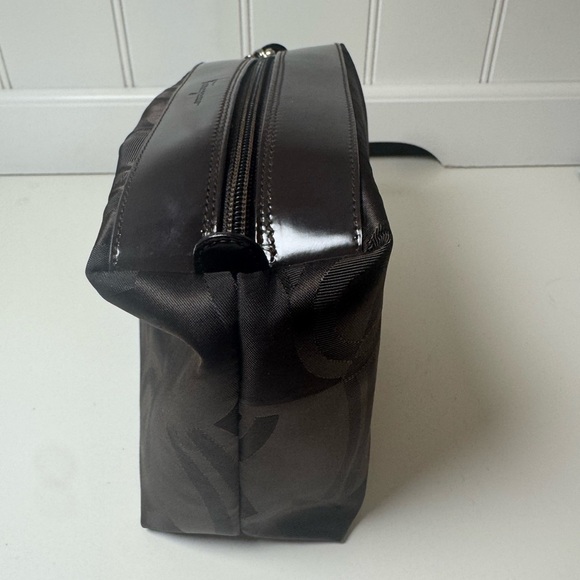 Salvatore Ferragamo Canvas Nylon & Leather Brown Cosmetic Toiletry Travel Pouch - Picture 2 of 10